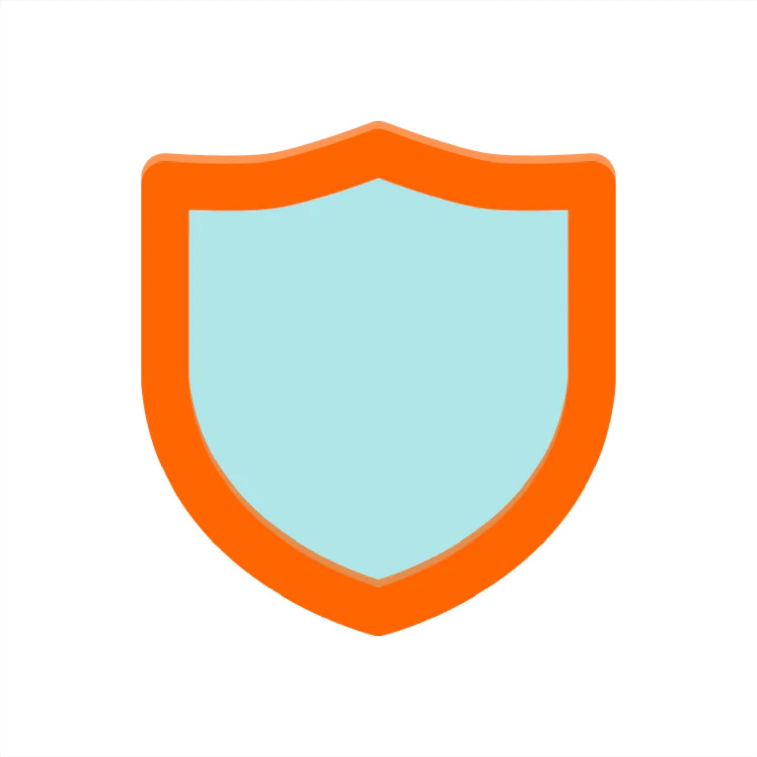 Illustration of a simple shield, with a broad orange border and a light blue center, depicted in the SafeTelecom Plus Store Upgrade graphic style on a white background.
