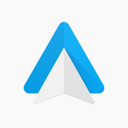 This is a logo featuring a stylized letter "a" in blue and white, designed to appear as a three-dimensional, geometric structure, symbolizing seamless integration of KosherOS by SafeTelecom's Android Auto Monthly Access Subscription.