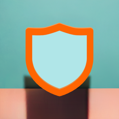 Illustration of a bright orange shield symbol against a teal blue background with a coral foreground, representing SafeTelecom Customer Service or protection, with the App Store Changes - Extended Pack.